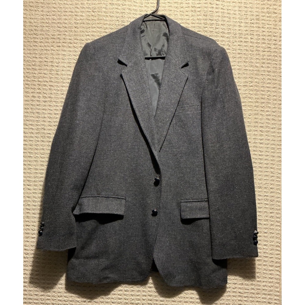John Peel Ltd Men's Dark Gray Tweed Sport Coat Jacket 40L VINTAGE Single Vent